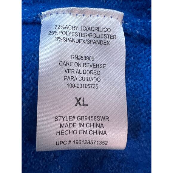 Gianni Bini GB Womens XL Solid Knit Crew Neck Blouson Sleeve Sweater Blue - Picture 8 of 10